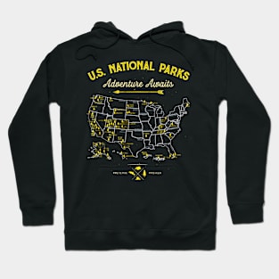 National Parks Map Camping Hiking Hoodie